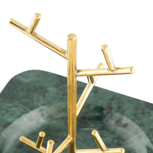 Elegant Green Marble and Brass Jewellery Stand
